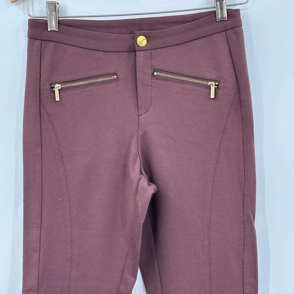 IMAN Global Chic Power Ponte Ankle Pant w/ Illusion Seaming BROWN Womens Size 4 - Picture 4 of 10